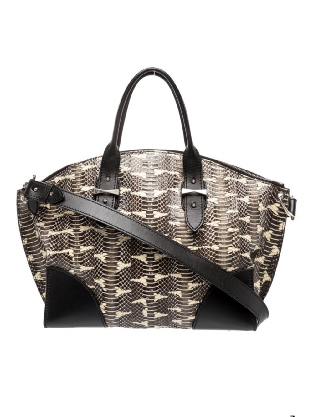 RARE Alexander McQueen Legend Satchel - Exotic Water Snake Snakeskin - Black